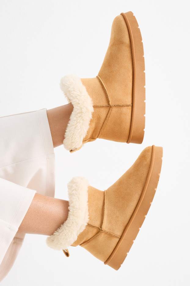 Women - Boots - faux suede - beige