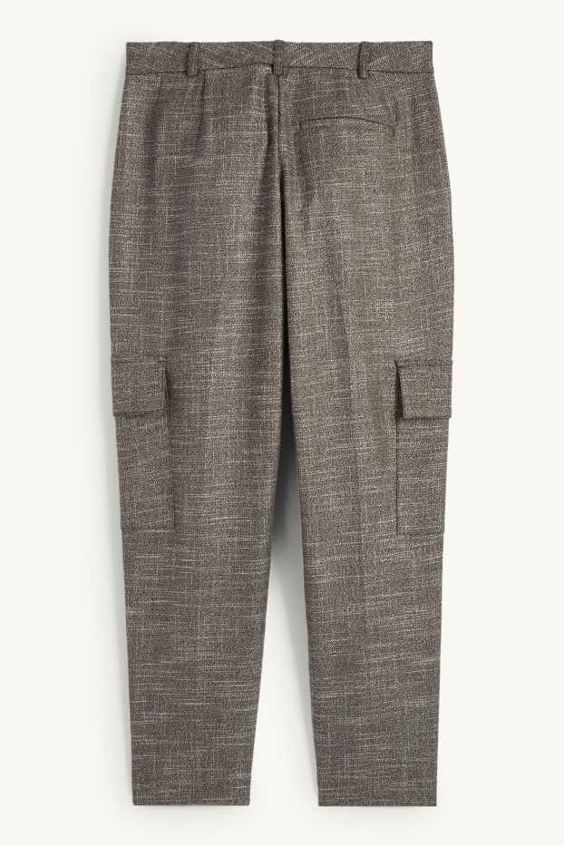 Femmes - Pantalon cargo - mid waist - tapered fit - gris-marron