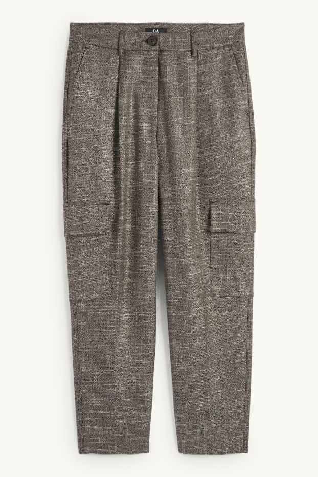 Femmes - Pantalon cargo - mid waist - tapered fit - gris-marron