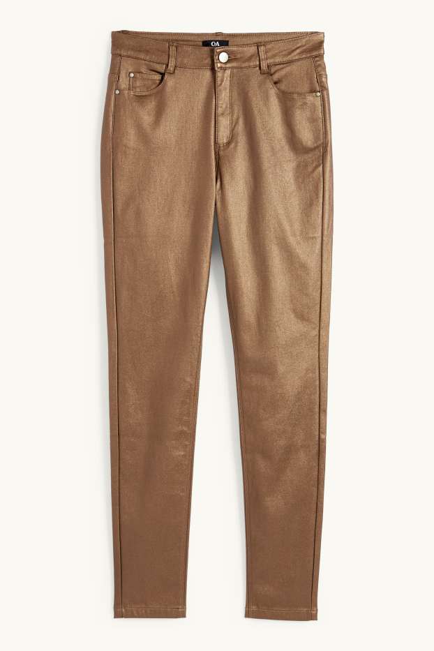Women - Trousers - high waist - skinny fit - shiny - gold