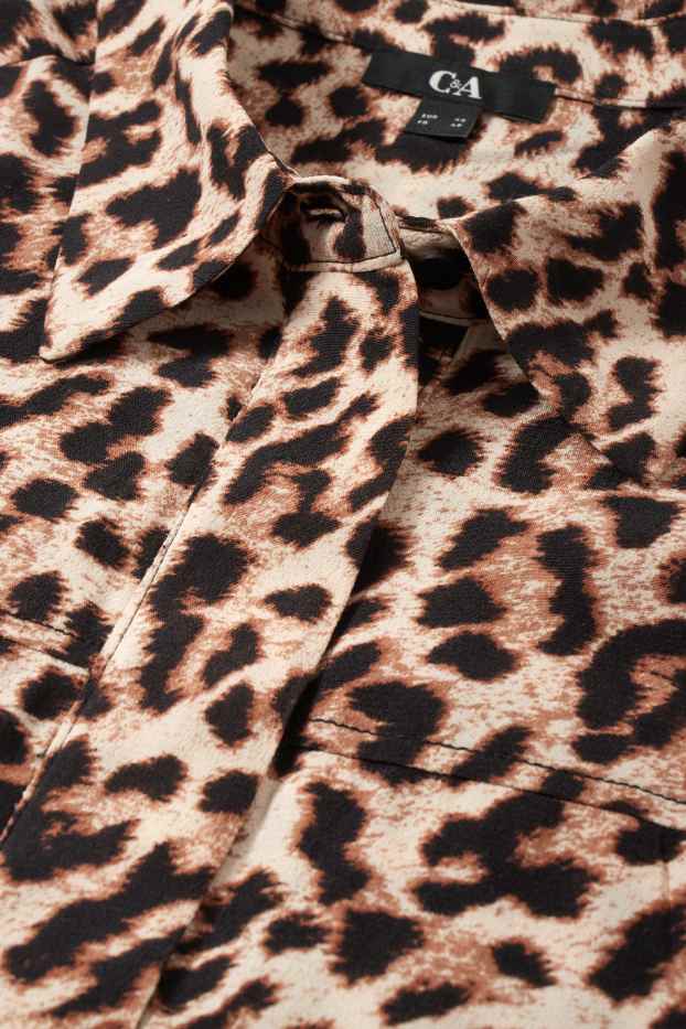 Femmes - Robe-chemisier en viscose - à motif - beige / marron