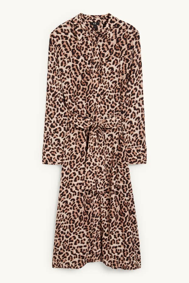 Femmes - Robe-chemisier en viscose - à motif - beige / marron
