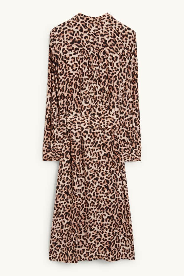 Femmes - Robe-chemisier en viscose - à motif - beige / marron