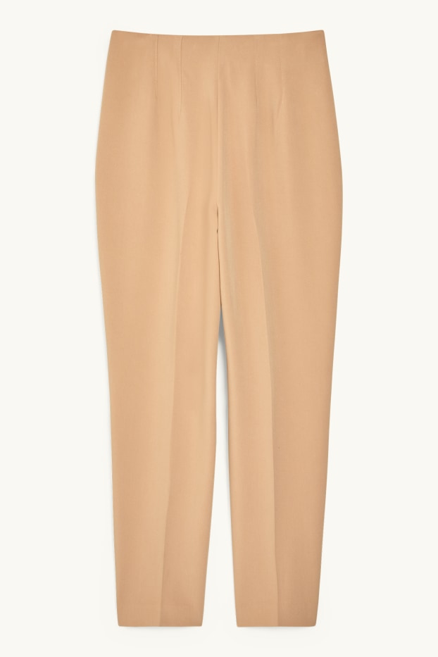 Donna - Pantaloni di stoffa - vita alta - tapered fit - marrone chiaro