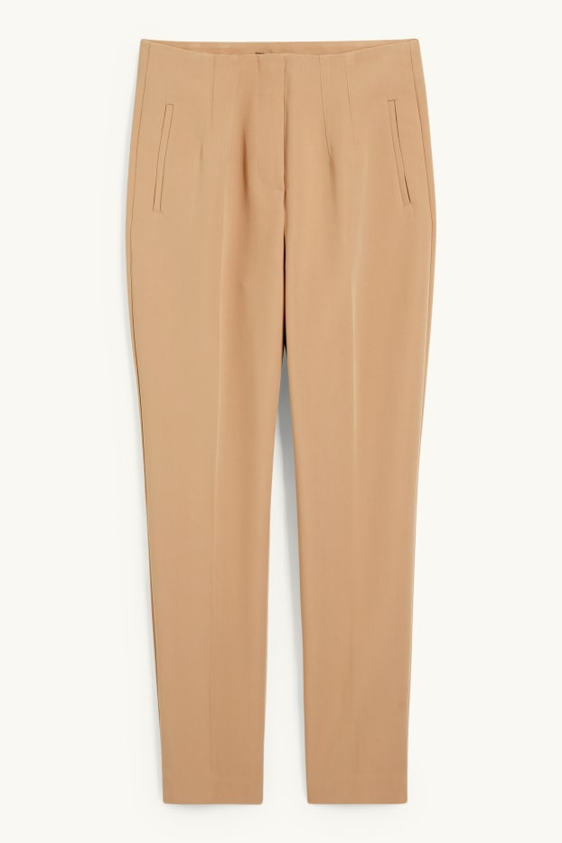 Donna - Pantaloni di stoffa - vita alta - tapered fit - marrone chiaro