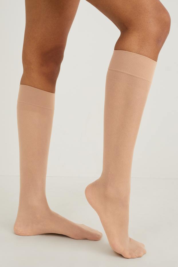 Damen - Multipack 3er - Feinkniestrümpfe - LYCRA® - 20 DEN - braun