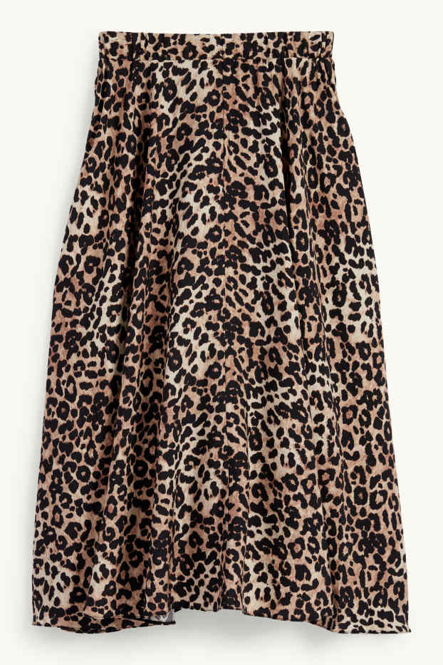 Women - Skirt - leopard print - beige / brown