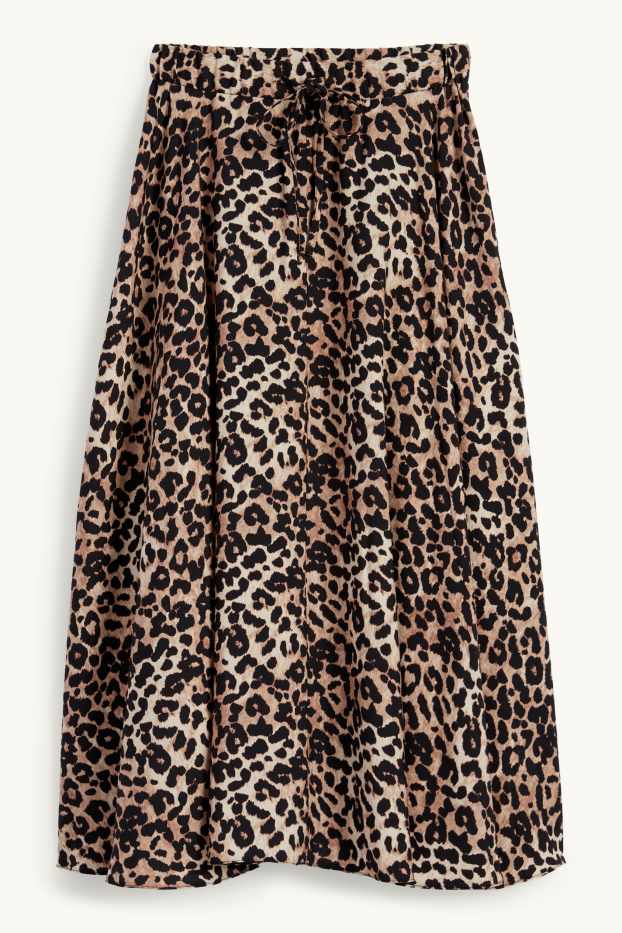 Women - Skirt - leopard print - beige / brown