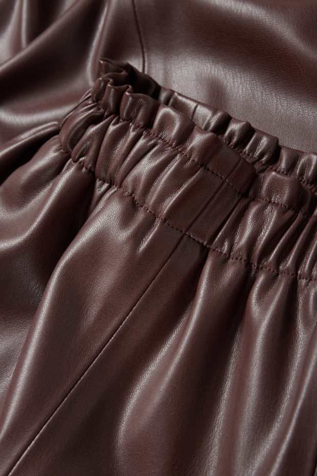 Women - Skirt - faux leather - dark brown