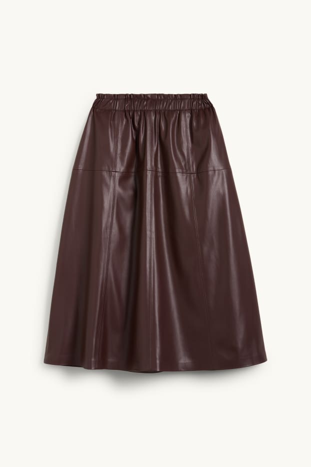 Women - Skirt - faux leather - dark brown