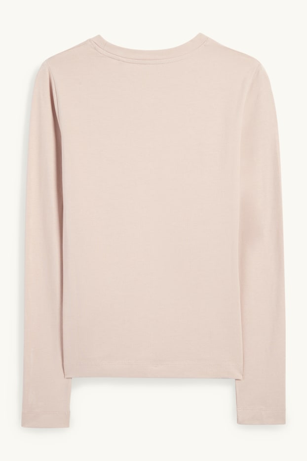 Damen - Basic-Langarmshirt - hellbeige