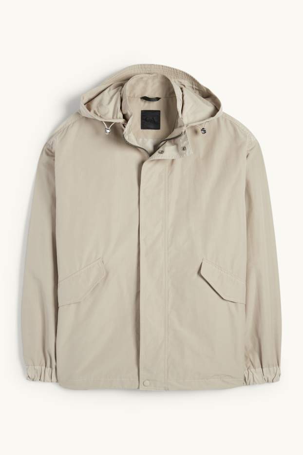 Heren - Jas met capuchon - taupe