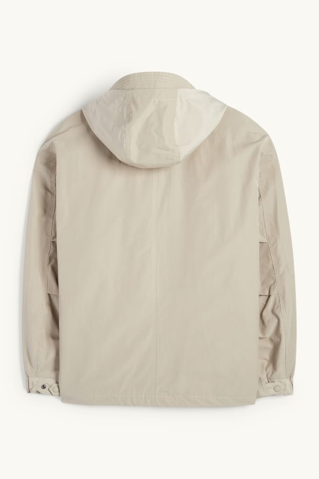 Heren - Jas met capuchon - taupe