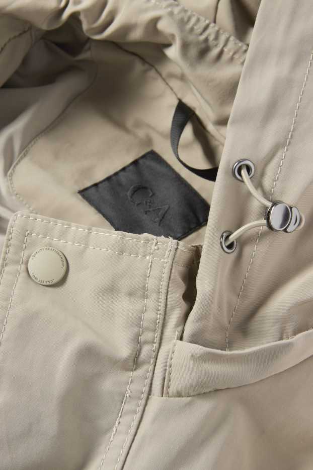 Heren - Jas met capuchon - taupe