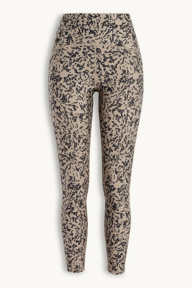 Femmes - Legging de sport - 4 Way Stretch - à motif - protection UV - noir / beige