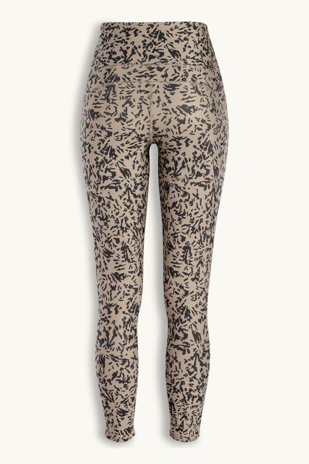 Femmes - Legging de sport - 4 Way Stretch - à motif - protection UV - noir / beige