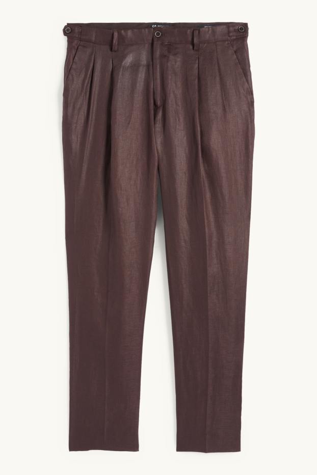 Bărbați - Pantaloni modulari din in - regular fit - maro închis