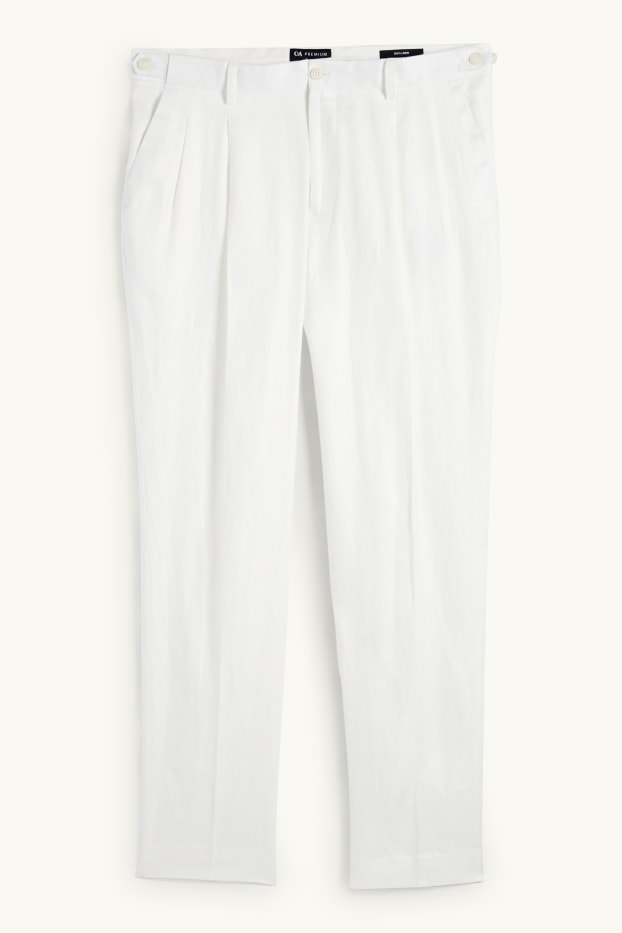 Hommes - Pantalon de costume en lin - regular fit - blanc