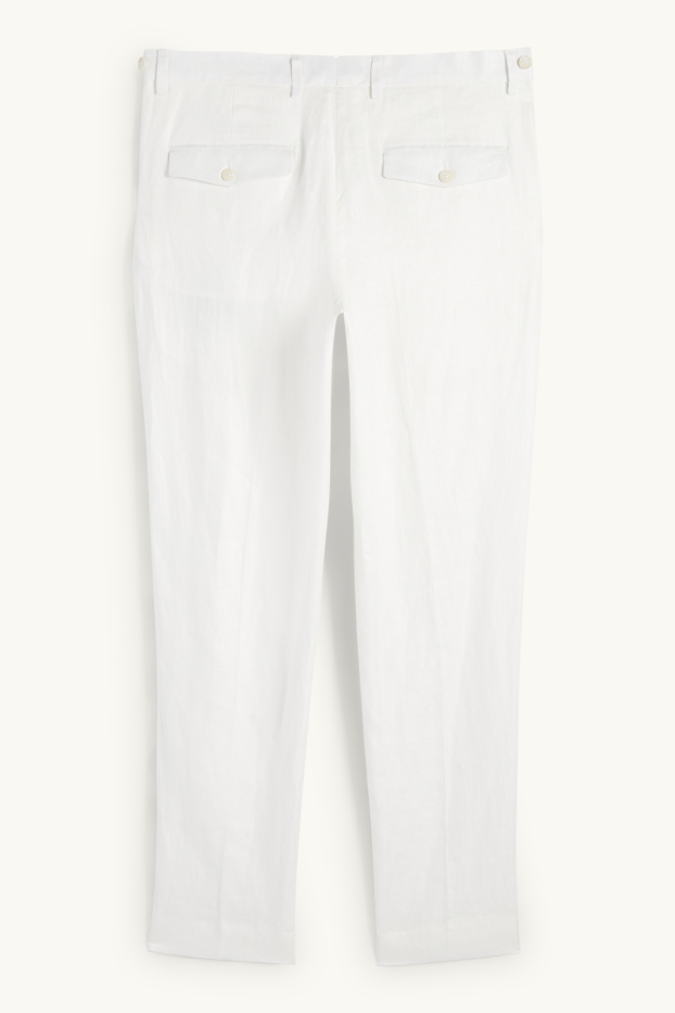 Hommes - Pantalon de costume en lin - regular fit - blanc
