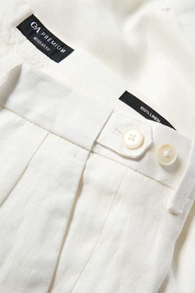 Hommes - Pantalon de costume en lin - regular fit - blanc