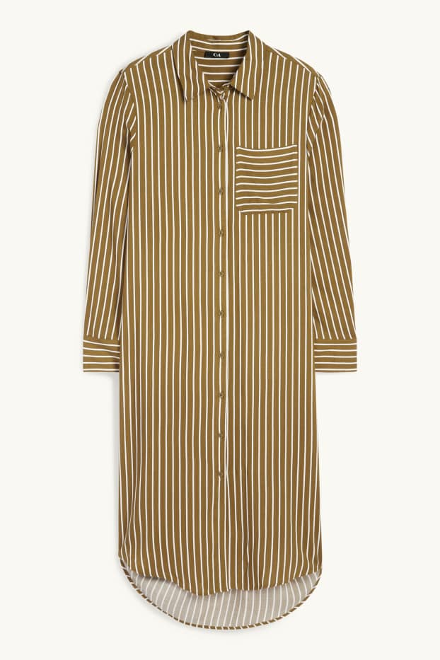 Donna - Vestito a camicia di viscosa - a righe - verde