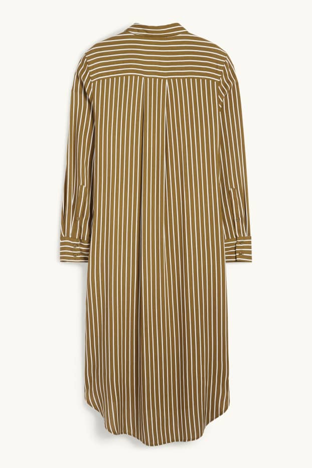 Donna - Vestito a camicia di viscosa - a righe - verde