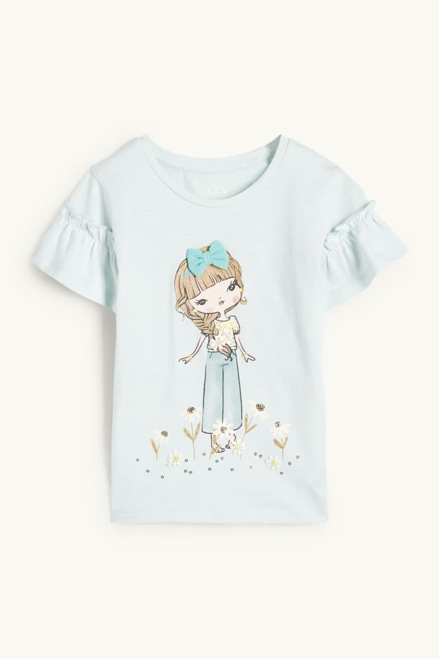 Kinder Mädchen - Mädchen - Kurzarmshirt - mintgrün