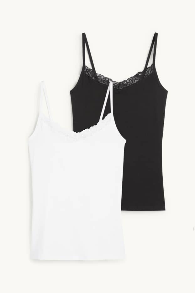 Damen - Multipack 2er - Hemdchen - schwarz / weiss