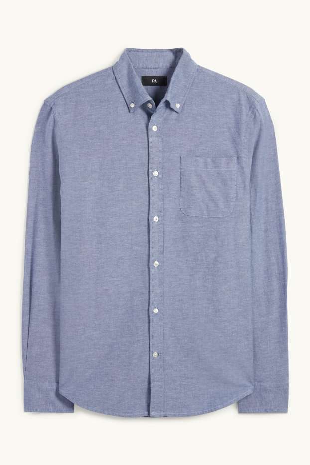 Herren - Hemd - Regular Fit - Button-down - dunkelblau