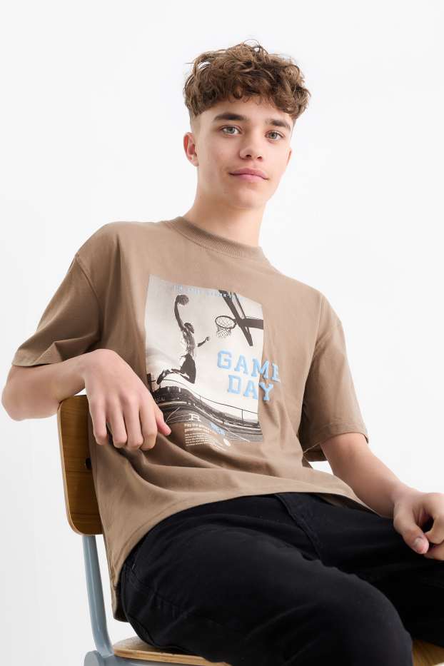 Kinder Jungen - Basketball - Kurzarmshirt - hellbraun