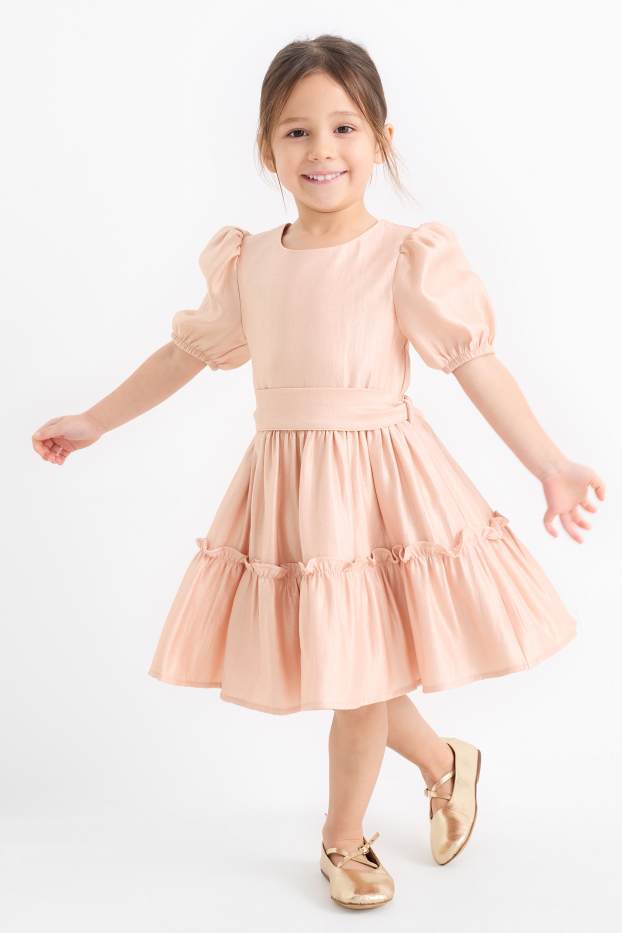 Kinder Mädchen - Kleid - glänzend - rosa