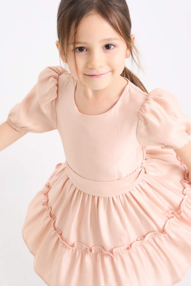 Kinder Mädchen - Kleid - glänzend - rosa