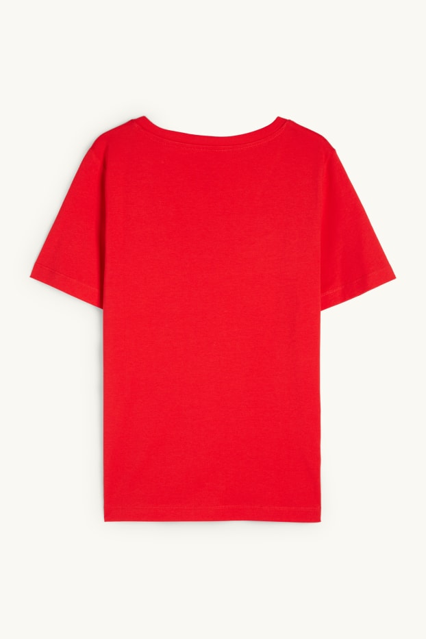 Damen - T-Shirt mit V-Ausschnitt - Regular Fit - rot