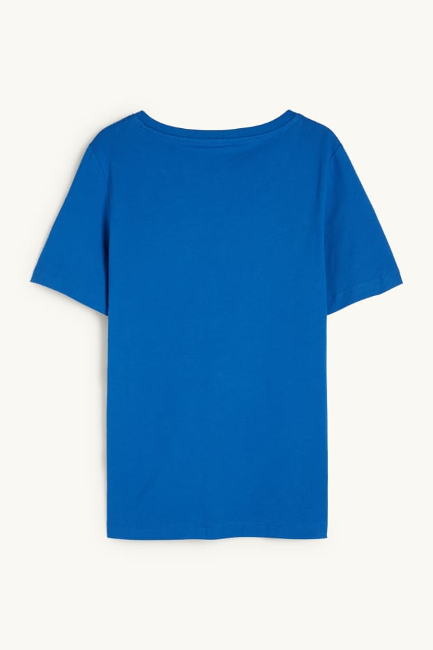 Damen - T-Shirt mit V-Ausschnitt - Regular Fit - blau