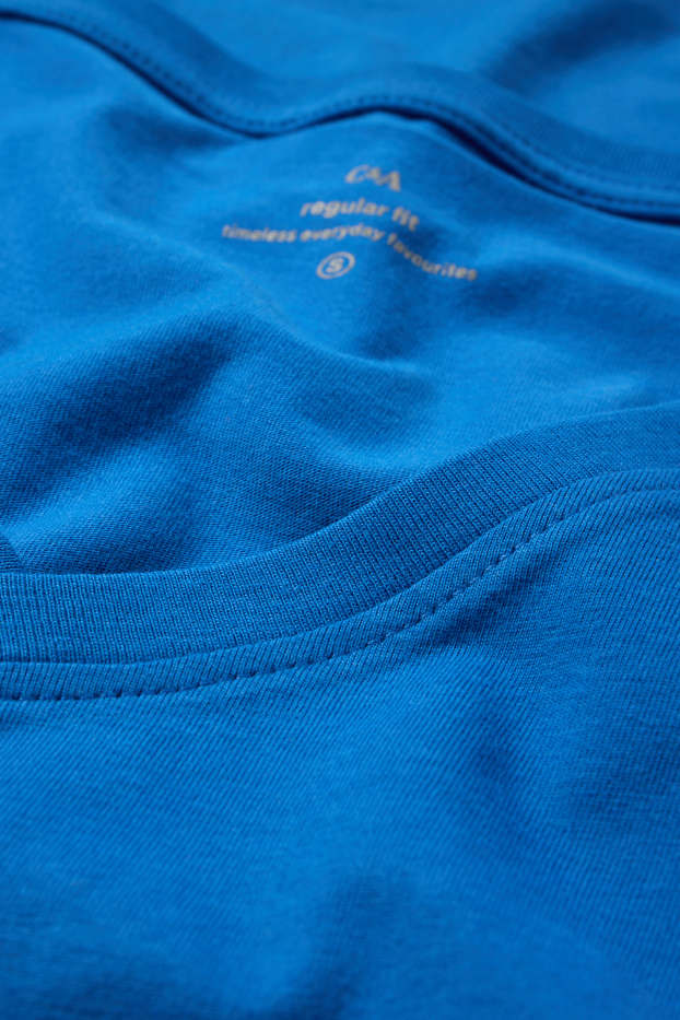 Damen - T-Shirt mit V-Ausschnitt - Regular Fit - blau