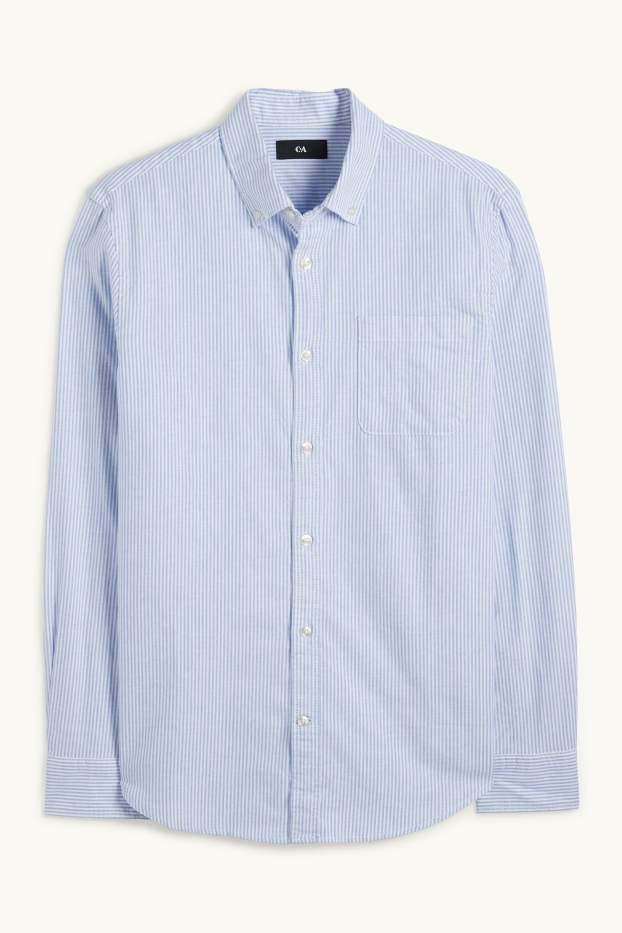 Uomo - Camicia Oxford - regular fit - button down - a righe - azzurro