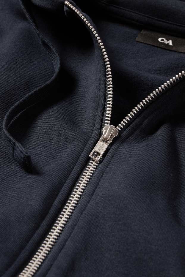 Hommes - Sweat zippé à capuche - bleu foncé