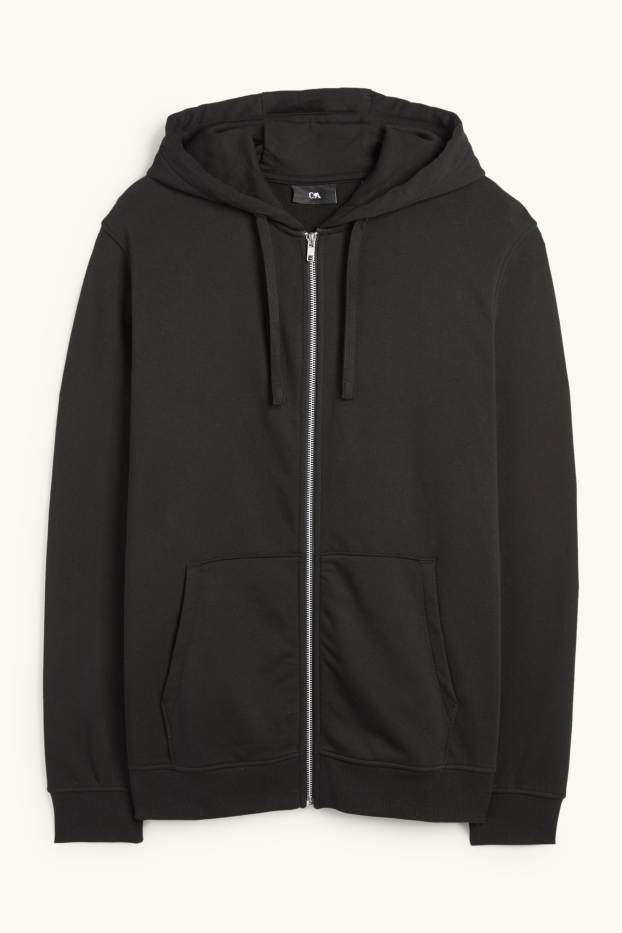 Hommes - Sweat zippé à capuche - noir
