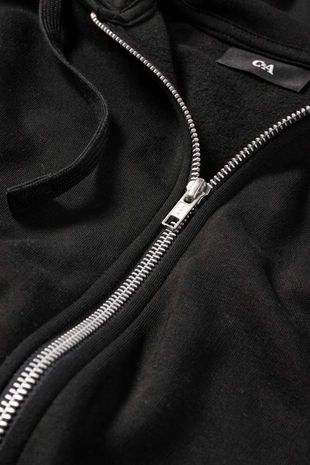 Hommes - Sweat zippé à capuche - noir