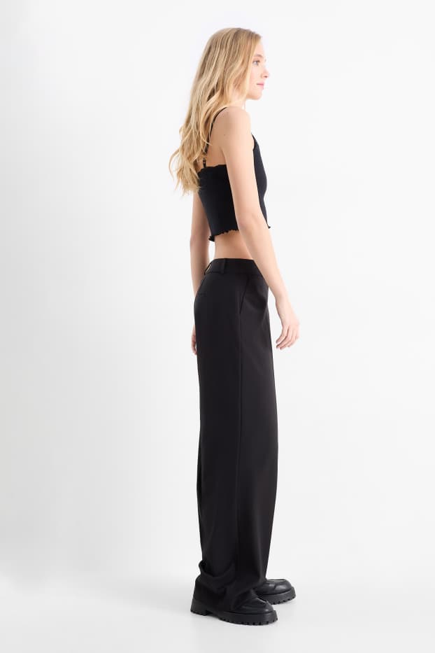Damen - Business-Hose - Mid Waist - Straight Fit - Mix & Match - schwarz