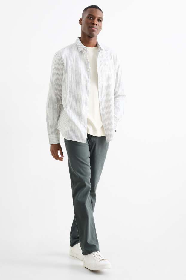 Pánské - Kalhoty - slim fit - Flex - LYCRA® - tmavozelená