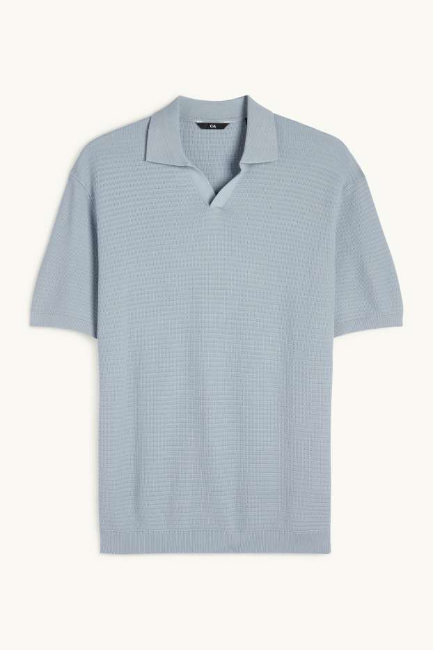 Hommes - Polo en maille - regular fit - texturé - bleu clair