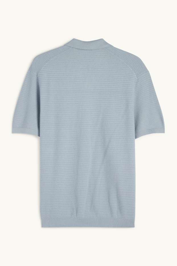 Hommes - Polo en maille - regular fit - texturé - bleu clair