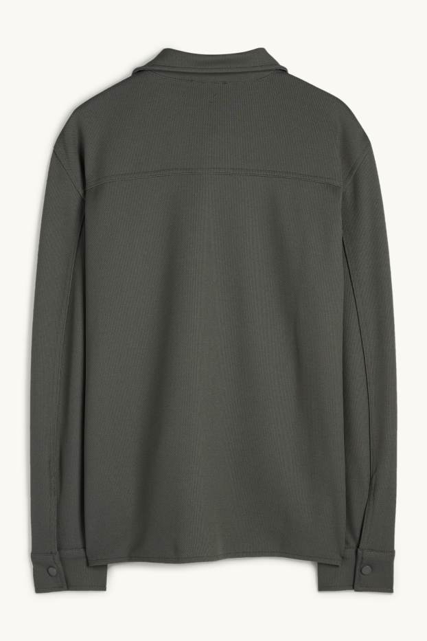 Hommes - Veste-chemise - relaxed fit - col kent - texturée - gris