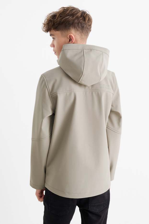 Bambini - Giacca softshell con cappuccio - idrorepellente - grigio