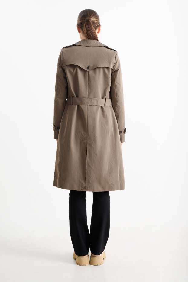 Damen - Trenchcoat - wasserabweisend - braun