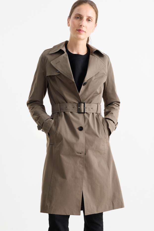 Damen - Trenchcoat - wasserabweisend - braun