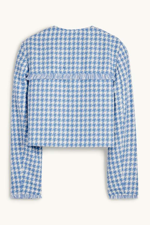 Damen - Jacke - kariert - weiss / hellblau
