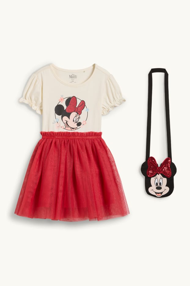 Bambine - Minnie - set - vestito e borsa - 2 pezzi - rosso