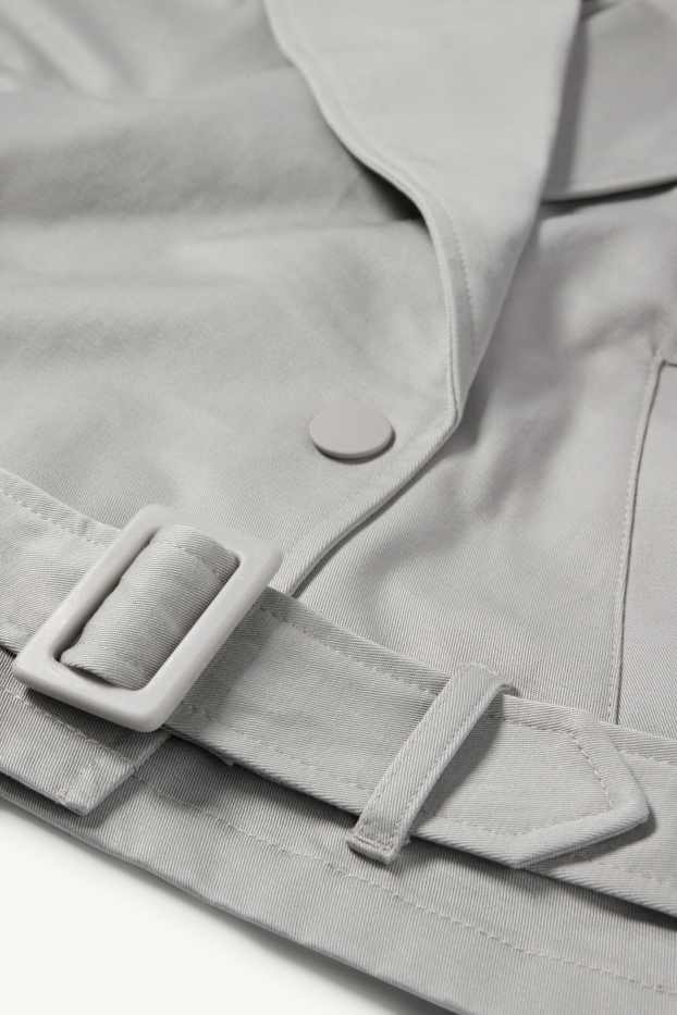 Women - Cropped trench coat - light gray